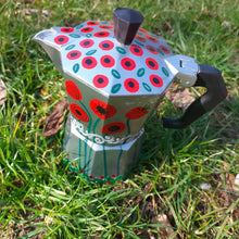 Charger l'image dans la galerie, Cafetière italienne redécorée à la main Coquelicots