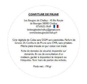Etiquette CLP Confiture de Prune Les Bougies de Challuy-fi34649513x1001