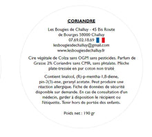 Charger l&#39;image dans la galerie, Etiquette CLP Coriandre Les Bougies de Challuy