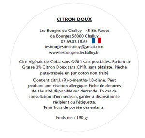 Etiquette CLP Citron Doux Les Bougies de Challuy