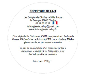 Etiquette CLP Confiture de Lait Les Bougies de Challuy