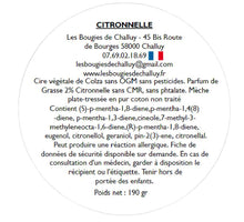 Charger l&#39;image dans la galerie, Etiquette CLP Citronnelle Les Bougies de Challuy-fi34606359x1001