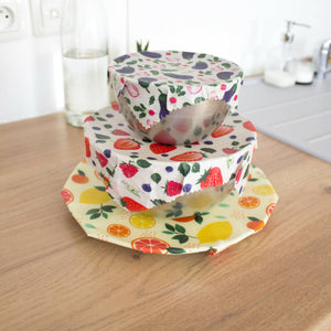 Trio de Bee Wraps alimentaire | Coton bio et cire d'abeille