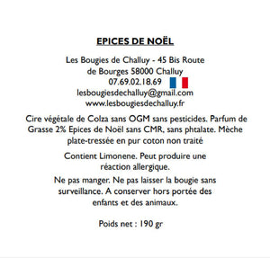 Etiquette CLP Epices de Noël Les Bougies de Challuy-fi34605809x1001