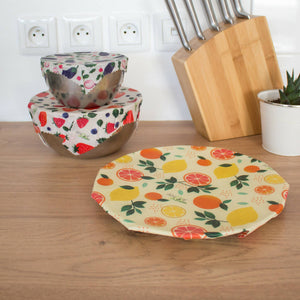 Trio de Bee Wraps alimentaire | Coton bio et cire d'abeille