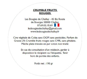 Etiquette CLP Crumble Fruits Rouges Les Bougies de Challuy-fi34606743x1001
