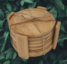 Charger l&#39;image dans la galerie, Kit dessous de verres bambou avec structure de rangement