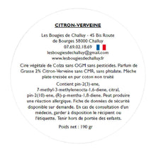 Charger l&#39;image dans la galerie, Etiquette CLP Citron Verveine Les Bougies de Challuy-fi34649580x1001